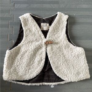 Popelin white fleece cropped kids Vest